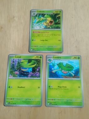 Mint Lotad Lombre Ludicolo Mega Evolutions Phantasmal Flames Pokemon Cards